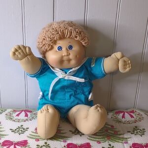 Charming Plush Doll in Blue Outfit